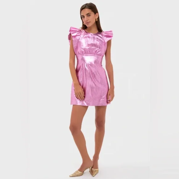 NWT HYACINTH HOUSE Pink Plisse Coolidge Mini Dress, Size XS - Picture 2 of 16